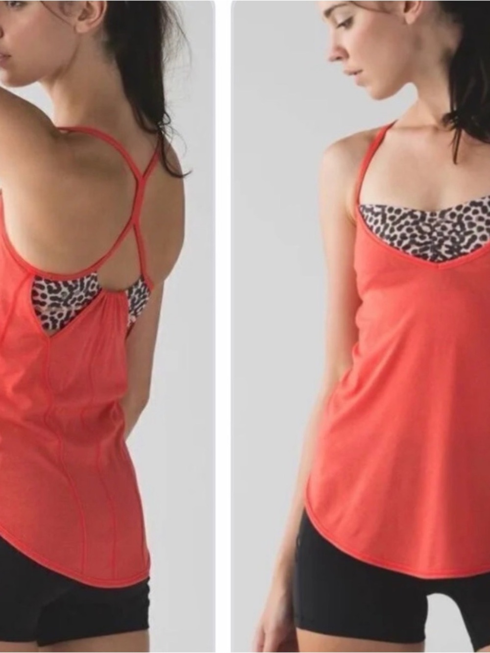 Lululemon Roll Out Tank Top with Leopard Attached Sports Bra Size 4 Used